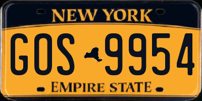NY license plate GOS9954
