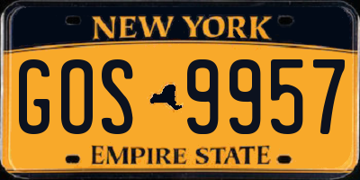NY license plate GOS9957