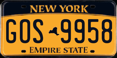 NY license plate GOS9958