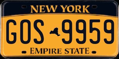 NY license plate GOS9959