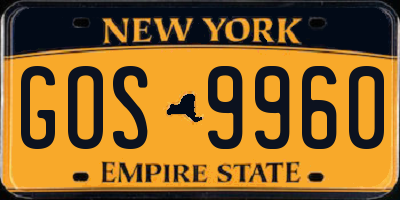NY license plate GOS9960