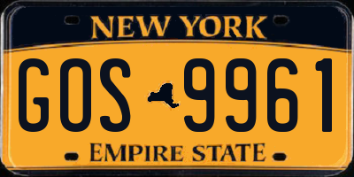 NY license plate GOS9961
