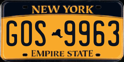 NY license plate GOS9963