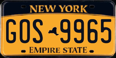 NY license plate GOS9965