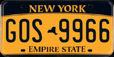 NY license plate GOS9966