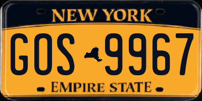 NY license plate GOS9967