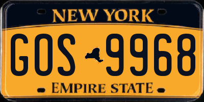 NY license plate GOS9968