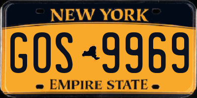 NY license plate GOS9969