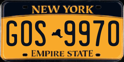 NY license plate GOS9970