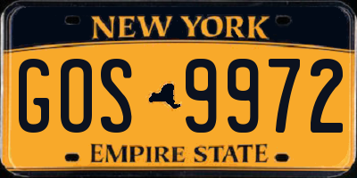 NY license plate GOS9972