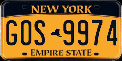 NY license plate GOS9974