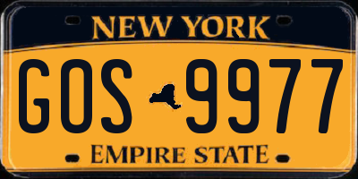 NY license plate GOS9977