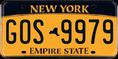 NY license plate GOS9979