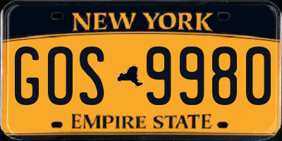NY license plate GOS9980