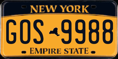 NY license plate GOS9988
