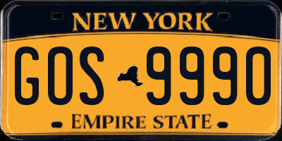 NY license plate GOS9990