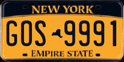 NY license plate GOS9991
