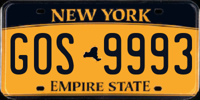 NY license plate GOS9993