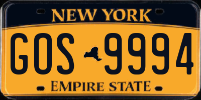 NY license plate GOS9994