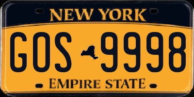 NY license plate GOS9998