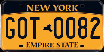 NY license plate GOT0082