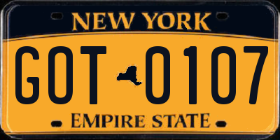 NY license plate GOT0107