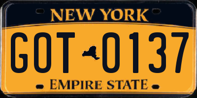 NY license plate GOT0137