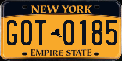 NY license plate GOT0185