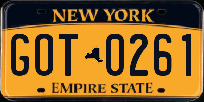 NY license plate GOT0261