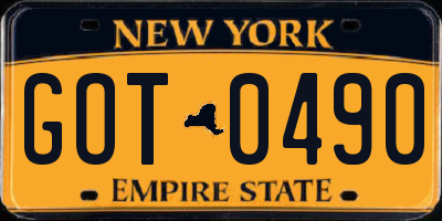 NY license plate GOT0490