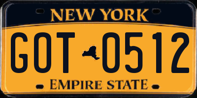 NY license plate GOT0512