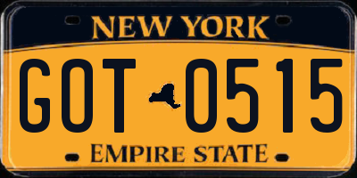 NY license plate GOT0515