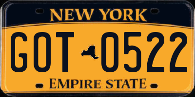 NY license plate GOT0522