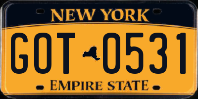NY license plate GOT0531