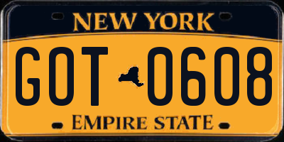 NY license plate GOT0608