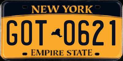 NY license plate GOT0621
