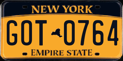 NY license plate GOT0764