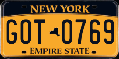 NY license plate GOT0769