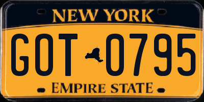 NY license plate GOT0795