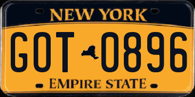 NY license plate GOT0896