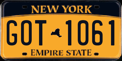 NY license plate GOT1061