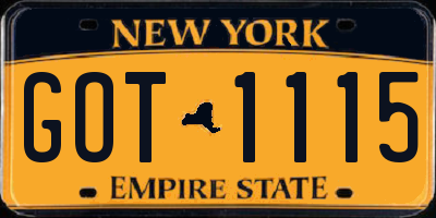 NY license plate GOT1115