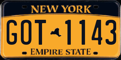 NY license plate GOT1143
