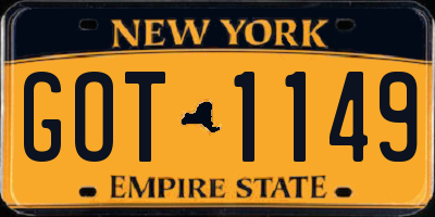 NY license plate GOT1149