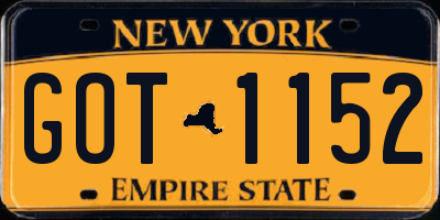 NY license plate GOT1152