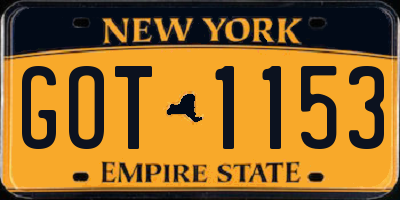 NY license plate GOT1153