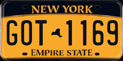 NY license plate GOT1169