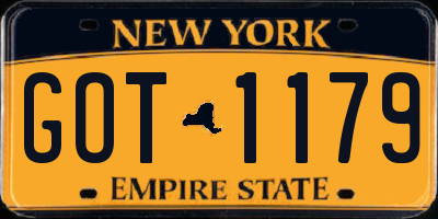 NY license plate GOT1179