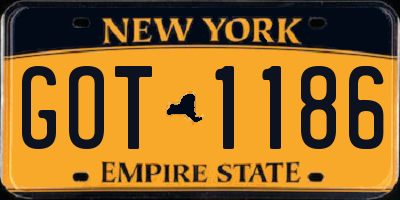 NY license plate GOT1186