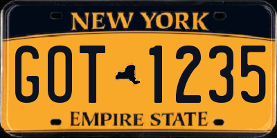 NY license plate GOT1235
